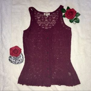 🌞 4/$10 Maroon crochet festival sleeveless tank